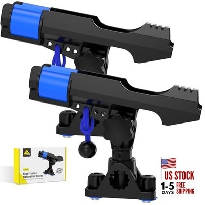 ebay kayak fishing rod holders 2-in-1 Fishing Rod Holder for Boat Kayak Rod Holder Track Deck Mount, 2  Black