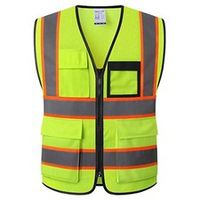 Reflective Safety Vest for Men Women Hi Vis Vest with 8 Pockets High