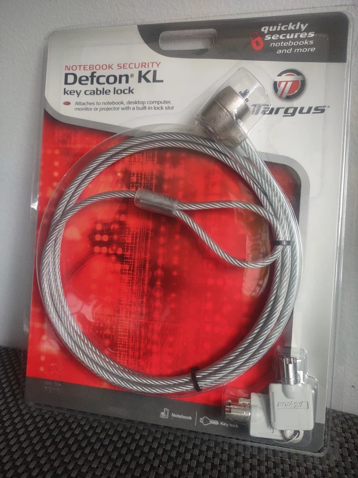 Targus Defcon KL Key Cable Lock PA450U Notebook Security 6 Feet / 1.82m/ 2 Keys. - Image 3 of 3