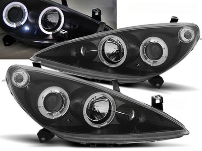 Headlights for Peugeot 307 2001 2002 2003 2004 2005 VR-1492 Angel Eyes Black