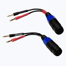 4Mm Banana Plug to Female Speakon Adapter Cable, 12AWG, 6 Inch - 2 Pack