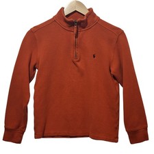 Polo Ralph Lauren Boys Orange Cotton Quarter Zip Ribbed Sweater Size S 8-10