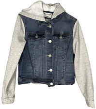 Wallflower Authentic Kid Girl's Large Jean Jacket Gray Sweatshirt Hoodie 3665
