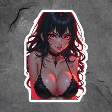 Pinup Girl Sticker Vinyl Decal Black Hair Anime Ultra Busty Sexy Lingerie