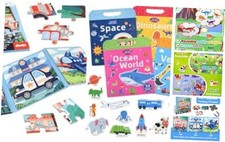 Magnetic Puzzles and 5 pcs Reusable 3D Puffy Sticker Books for Kids 3-6, 12-16-2