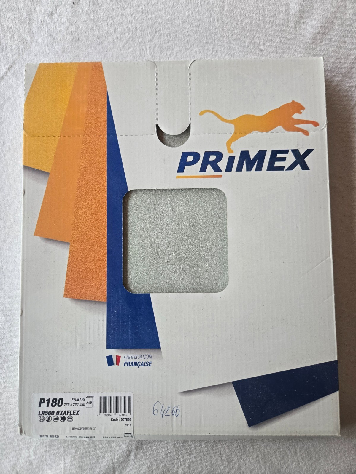 Papier abrasif P180 Oxaflex Primex 230x280 mm pour ponçage à sec