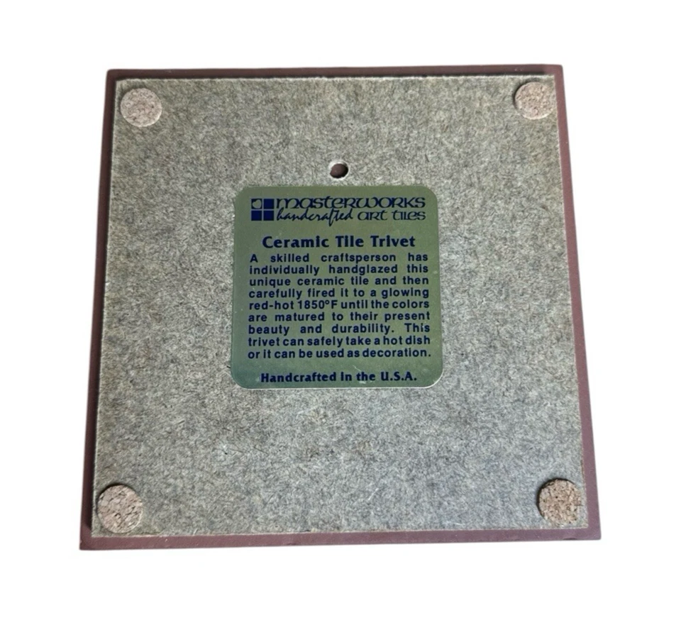 ЮГО-ЗАПАДНАЯ КЕРАМИЧЕСКАЯ ПЛИТКА ИЗ КОЖИ БУЙВОЛА ПОКАЗЫВАЕТ ХУДОЖЕСТВЕННЫЙ МОТИВ 6 ДЮЙМОВ КВ. ВИНТАЖНЫЙ  - Изображение 3 из 4