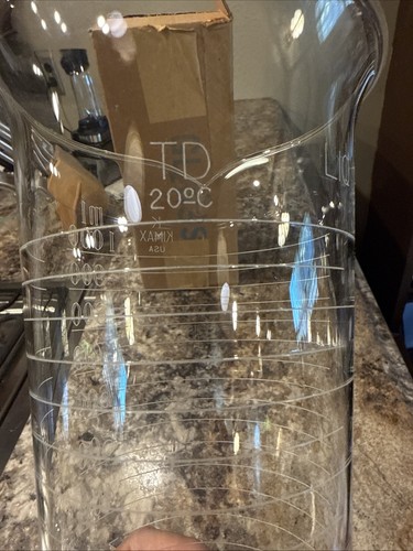 Vintage 32oz KIMAX 1000 mL Conical Graduated Beaker Etched Glass N3w Old Stock - Picture 5 of 11