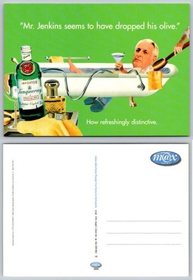 Tanqueray Gin Mr. Jenkins Olive Bathtub Martini 1996 Advertising Postcard