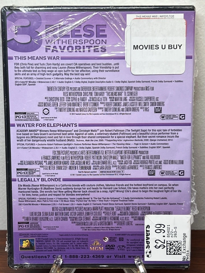 Reese Witherspoon Triple Feature (R1 Widescreen DVD, 2014) New Sealed Media ! - Image 3 of 4