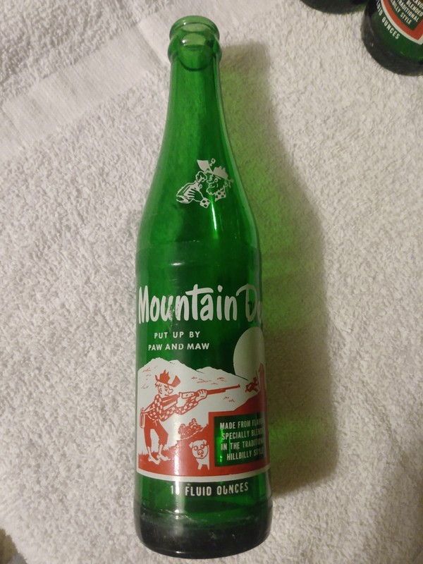 Mountain Dew Hillbilly Names ACL Soda Bottle 10 oz Put Up By Paw And Maw #38