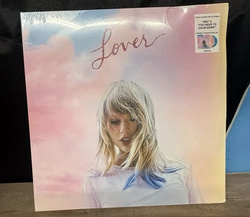 DAMAGED Taylor Swift - Lover Record, 2019 Pink Blue Vinyl LP DAMAGED