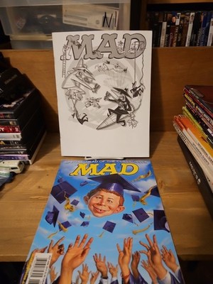 Mad Magazines Lot Of 2 From 2014 & 2015 Alfred E Newman Head Of Class NFL Dumb