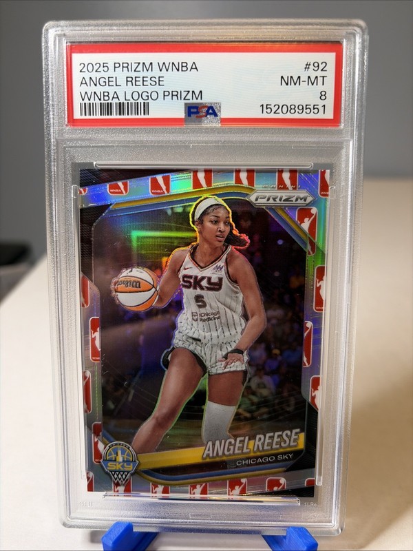 Angel Reese 2025 Panini Prizm Logo 92 PSA 8 Chicago Sky