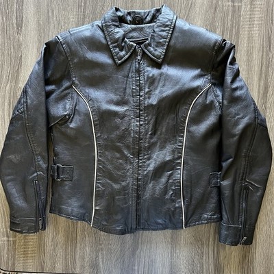 Vintage Hudson Leather Biker Jacket with Liner Black Womens Large