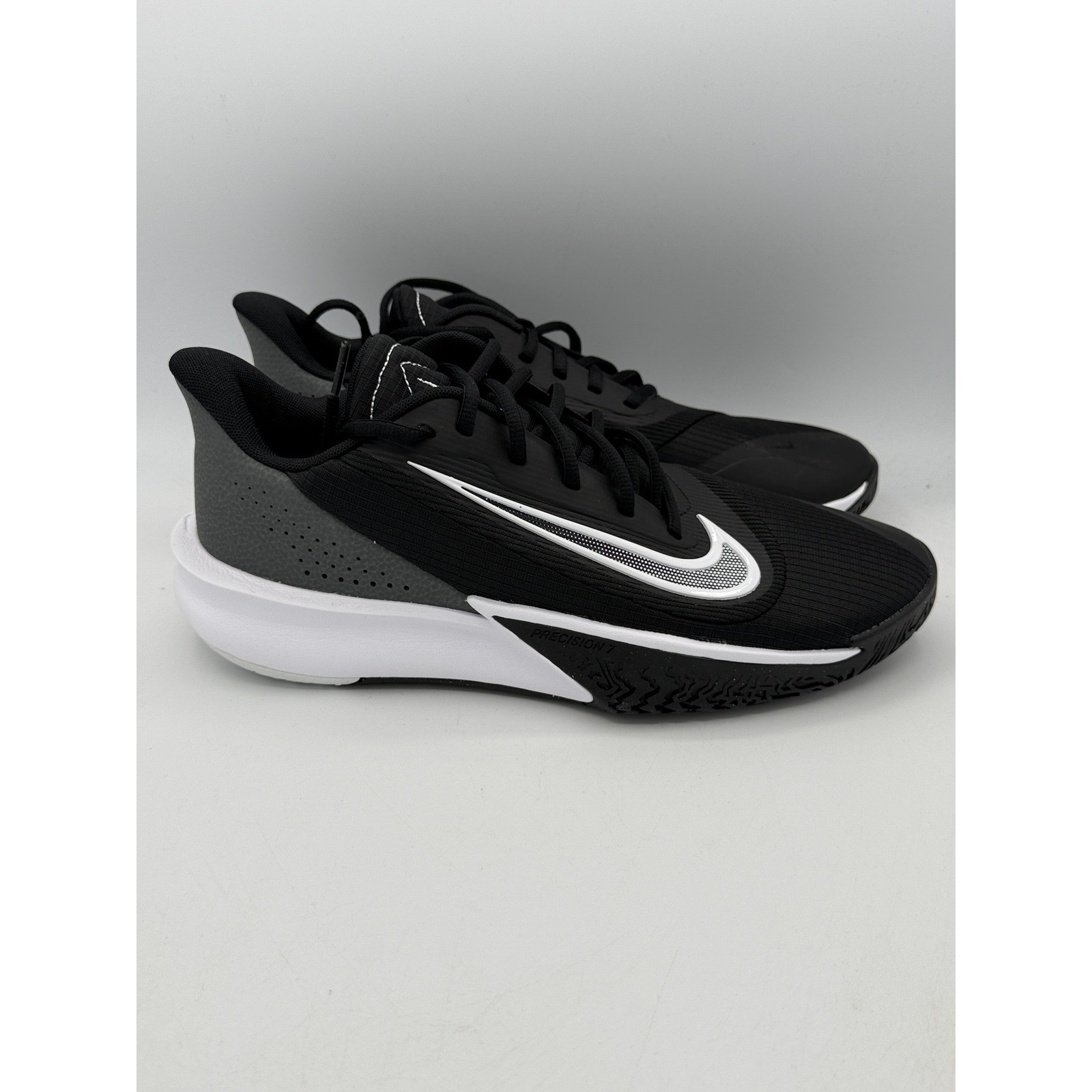 Nike Precision VII Shoes Mens 9.5 Black White Iron Grey Basketball FN4322-005