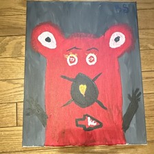 Brandon Scott (BS) Original Folk Art Bear Acrylic Painting on Canvas Signed