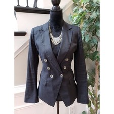 White House Black Market Womens Black Linen D...
