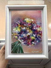Abstract Floral Original Painting On Glass/gift Idea/wall Decor/Artwork/Flowers