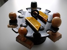 12er Stempelkarussell -halter drehbarer mit 7 Stempeln und Stempelkissen ROT