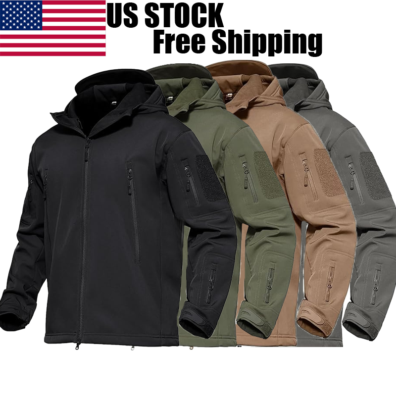 Mens Jacket Winter Warm Waterproof Hooded Combat Outdoor Tactical Coat Tops