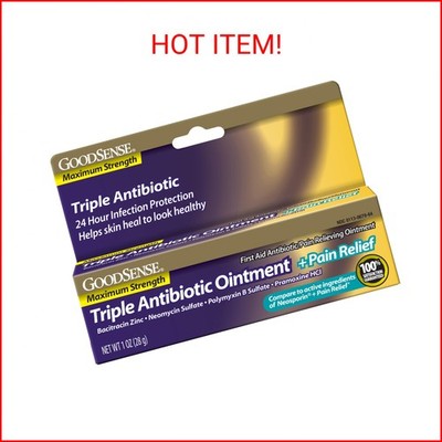 GoodSense Maximum Strength Triple Antibiotic Ointment plus Pain Relief, Soothes