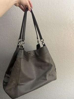 Coach F31415 Heather Gray Mixed Leathers Large Lexy Shoulder Bag