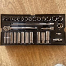 Halfords Advanced 44 Piece 1/4" Socket Set 4-13mm Modular Tray used 