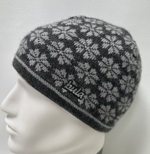 Bula Winter Knit Ski Cap Beanie Hat Grey Snowflake Pattern Embroidered Canada