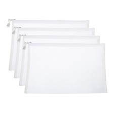 4Pcs Mesh Zipper Bags, A4 Travel Cases Nylon Makeup Pouches, White