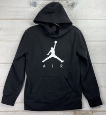 Nike Air Jordan Youth L Hoodie Black White Jumpman 12-13 Sweatshirt Pullover
