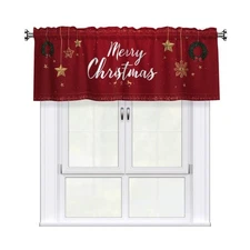 Christmas Star Wreath Valances for Windows Rod Pocket Valance Curtains Light ...