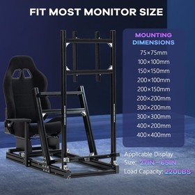 Supllueer 4080 Aluminum Racing Sim Cockpit With TV Stand Seat Fit Thrustmaster