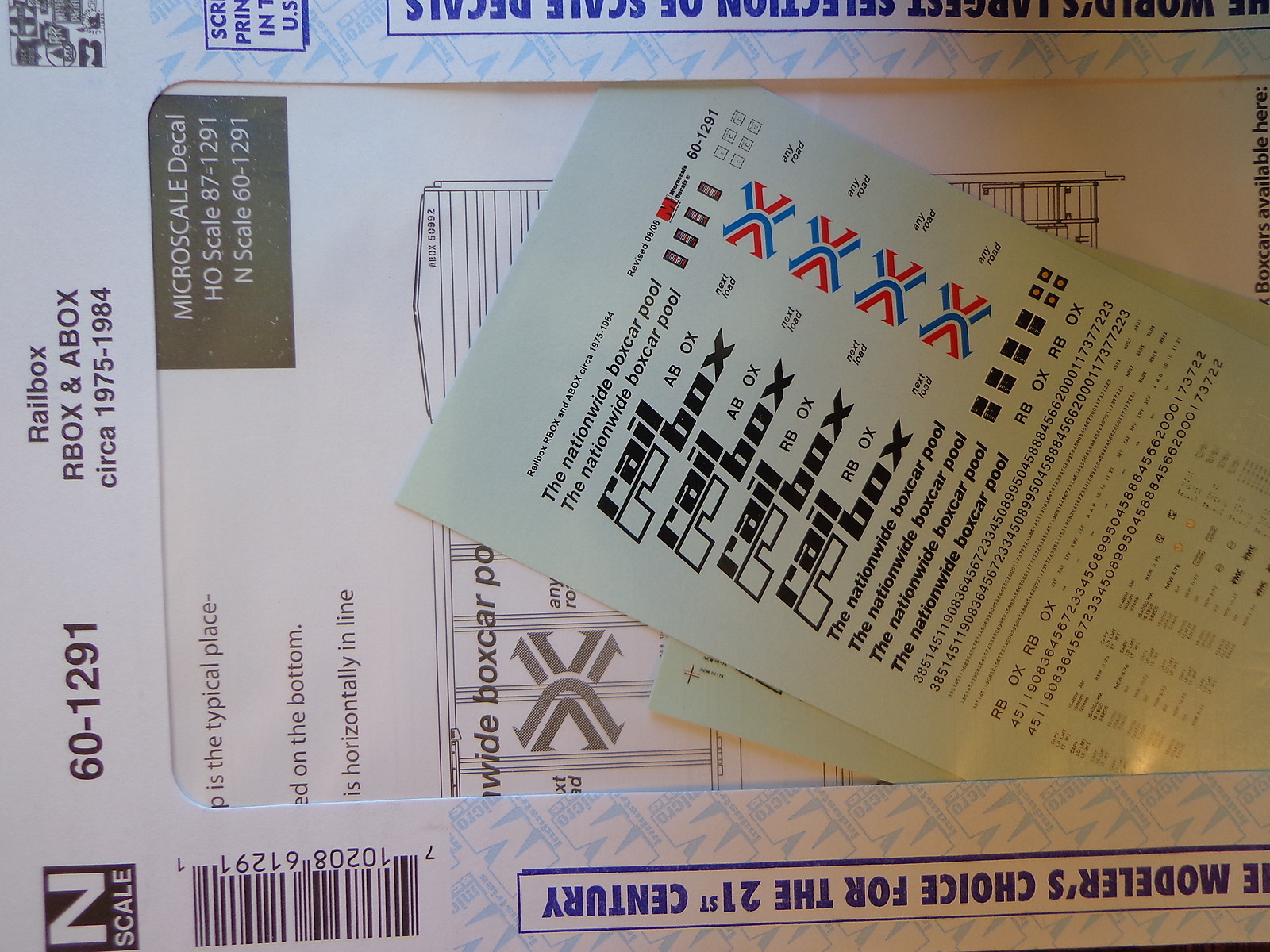 Microscale Decal N #60-1291 Railbox RBOX & ABOX-Circa 1975-1984