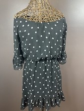 Jodi Kristopher Womens Black White Polk Dot Ruffle Dress Small Off Shoulder 