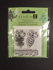 Studio G Clear Stamps Christmas Ornaments And Happy Holiday Saying Acrylic Cling
