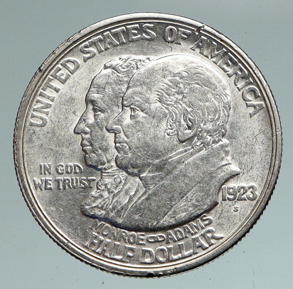 1923 S USA Los Angeles JAMES MONROE QUINCY ADAMS Silver Half