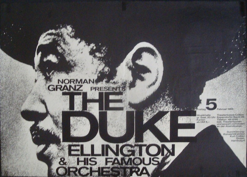 DUKE ELLINGTON 1965 German A1 concert poster GUNTHER KIESER Art