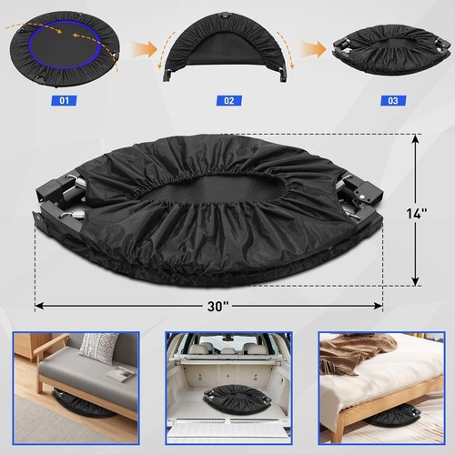Indoor Mini Trampoline for Kids & Adults - 40" Adjustable Fitness Equipment - Picture 7 of 10