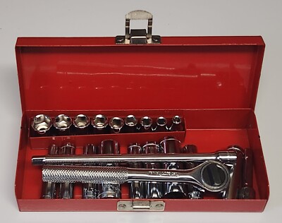 Socket Set - Deep & Shallow w/Ratchet Wrench & Case - 21 Piece Set