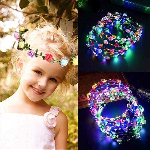 10-50pcs LED Light Up Flower Floral Headband Crown Garland Xmas Wedding UK - Picture 3 of 15