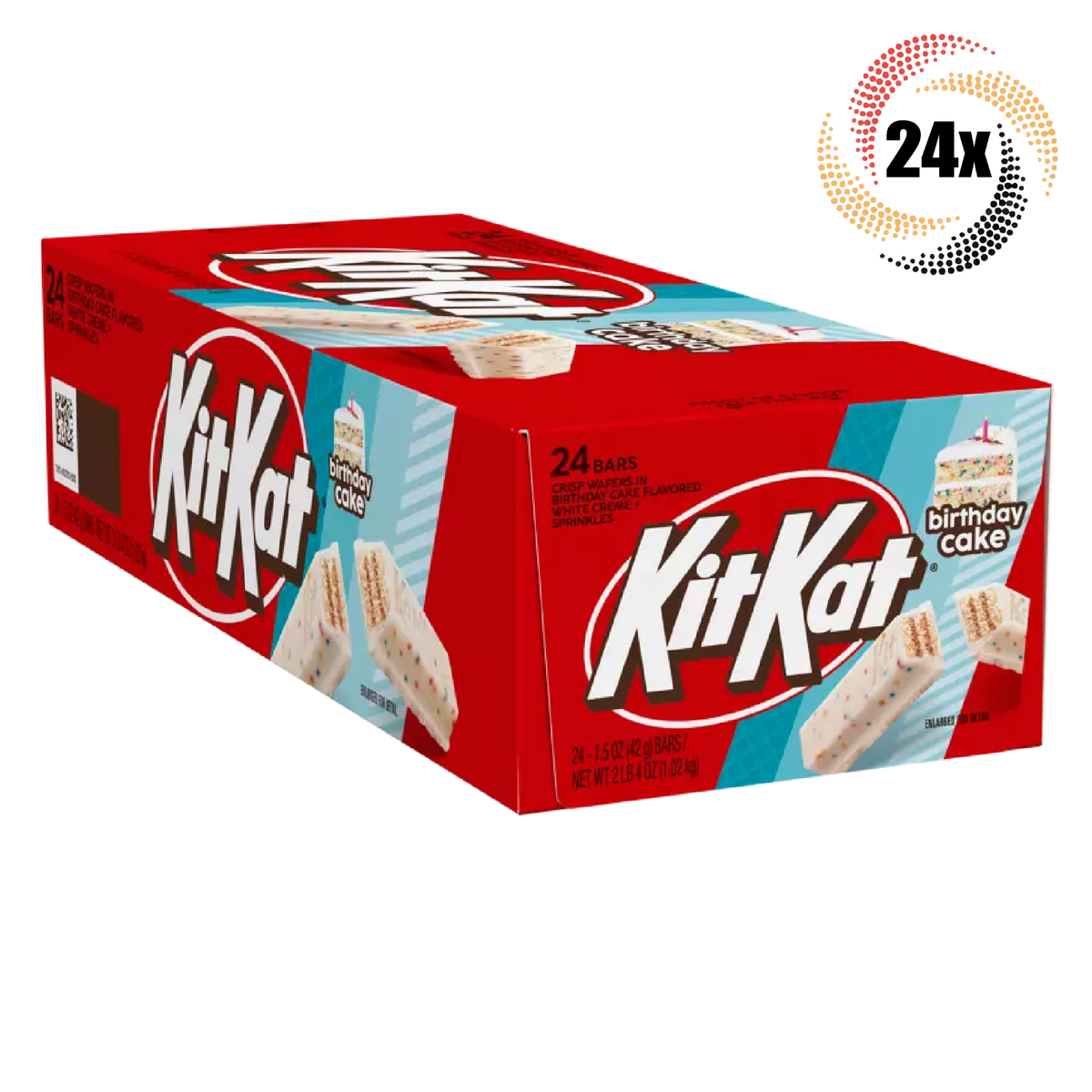 Full Box 24x Packs Kit Kat Birthday Cake Crispy Wafers White Creme