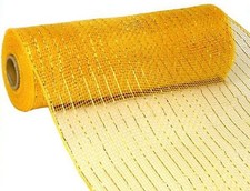 10 inch x 30 feet Deco Poly Mesh Ribbon Metallic Gold with Gold Foil RE130153