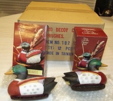 Case of 12 Vintage Bisque Porcelain Mallard Duck Decoy Lint Brushes New in Box