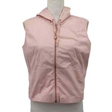 Abercrombie  Fitch Light Pink Cropped Hooded Vest Full Zip Cotton Lycra Large