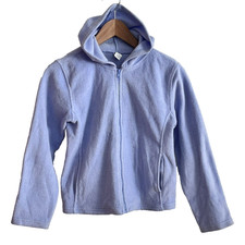 GAP Girls Fleece Hoodie Jacket Size L 10 Blue Zip Up Sweatshirt Long Sleeve