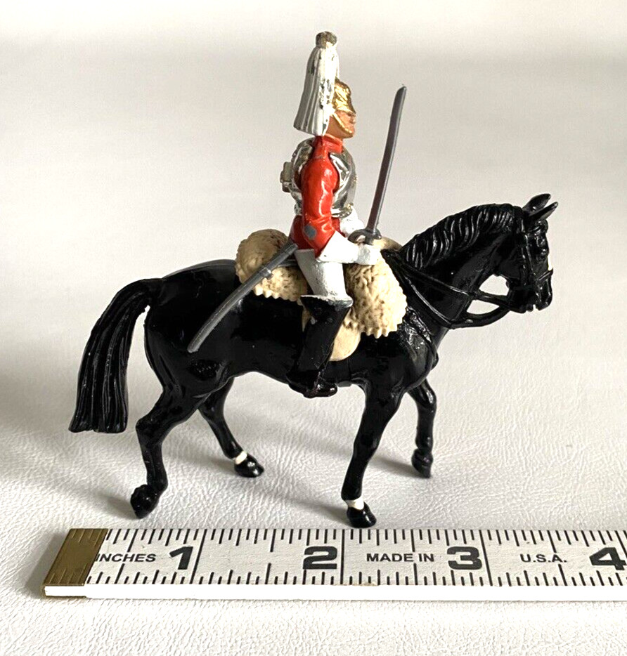 Vintage British Cast Iron Mounted Soldier Figurine 3.5"x3.5"