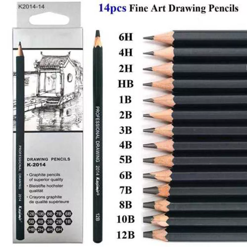 Set Of 12 GRADED ART SKETCHING ARTIST PENCILS 6H-12B Drawing