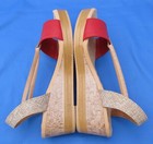 Women's  Malu Sandals Red Size 9 Tan Strappy Wedge Platform Heels Shoes Comfort — photo 5