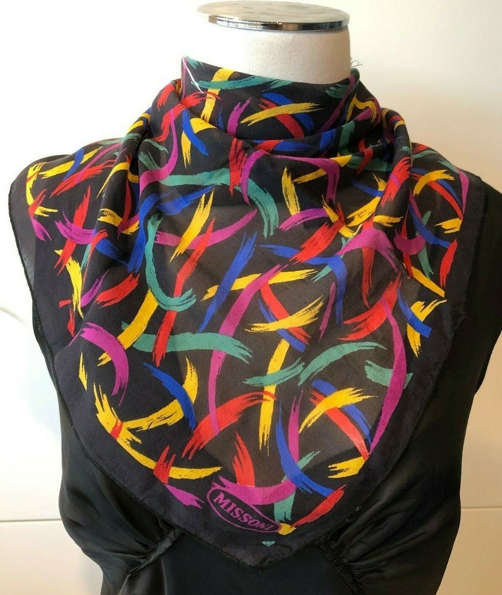 MISSONI Italy Silk Chiffon Black Brights 